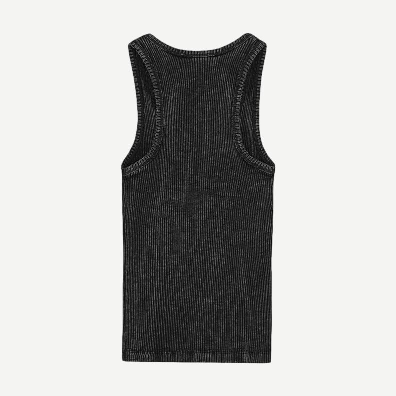 Heavy Rib Jersey Tank Top - Black Washed - Galvanic.co