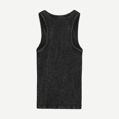 Heavy Rib Jersey Tank Top - Black Washed - Galvanic.co