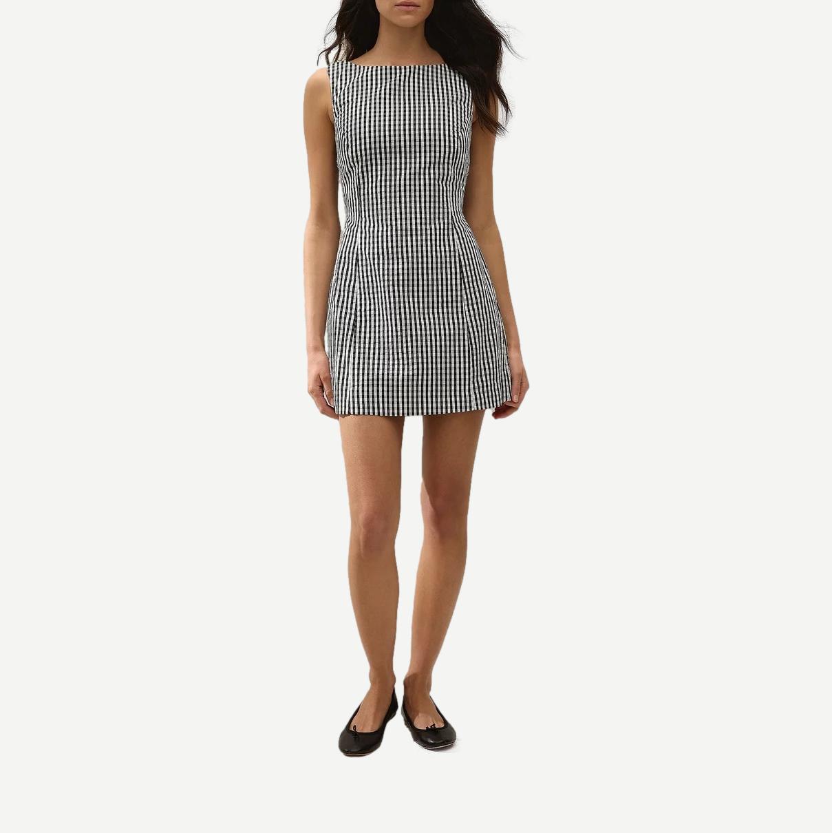 Sofia Mini Dress - Black Textured Gingham - Galvanic.co