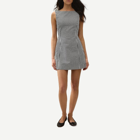 Sofia Mini Dress - Black Textured Gingham - Galvanic.co