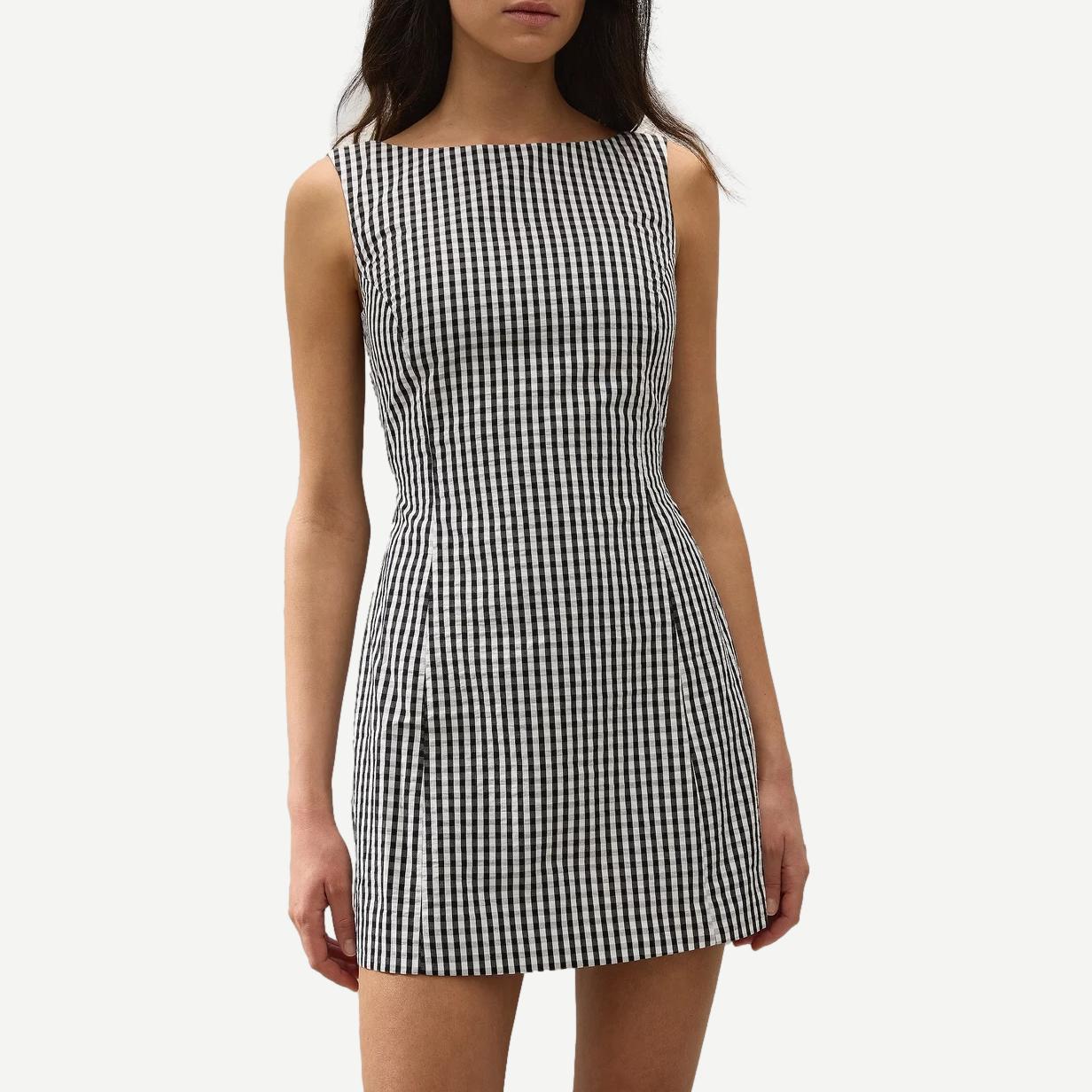 Sofia Mini Dress - Black Textured Gingham - Galvanic.co