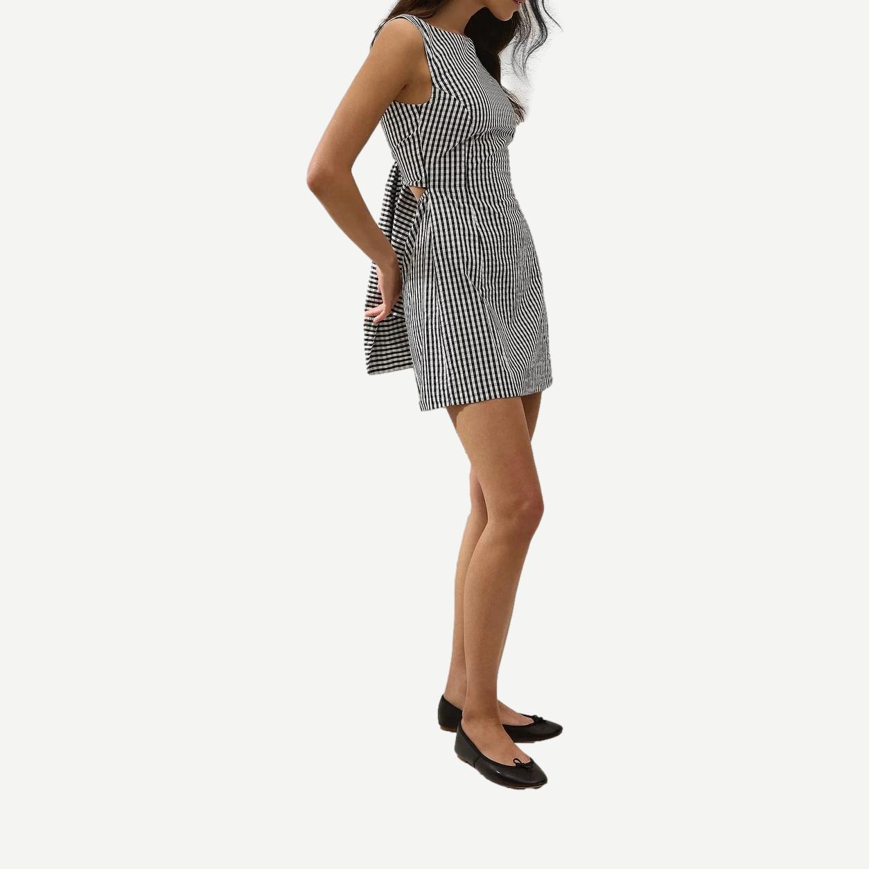 Sofia Mini Dress - Black Textured Gingham - Galvanic.co
