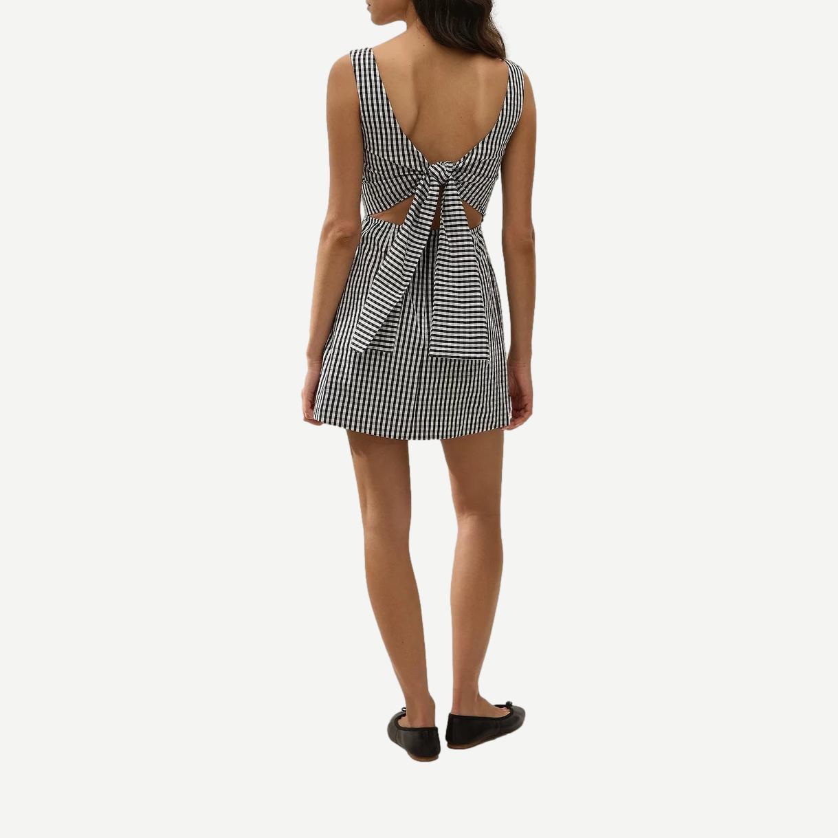 Sofia Mini Dress - Black Textured Gingham - Galvanic.co