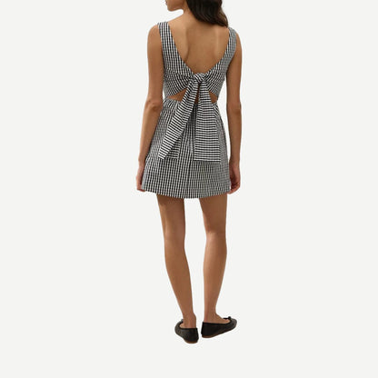 Sofia Mini Dress - Black Textured Gingham - Galvanic.co