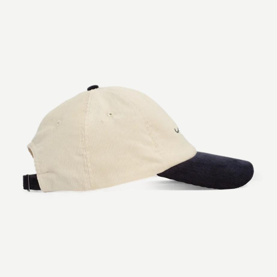 Spencer Corduroy Sports Cap - Ecru/Navy - Galvanic.co
