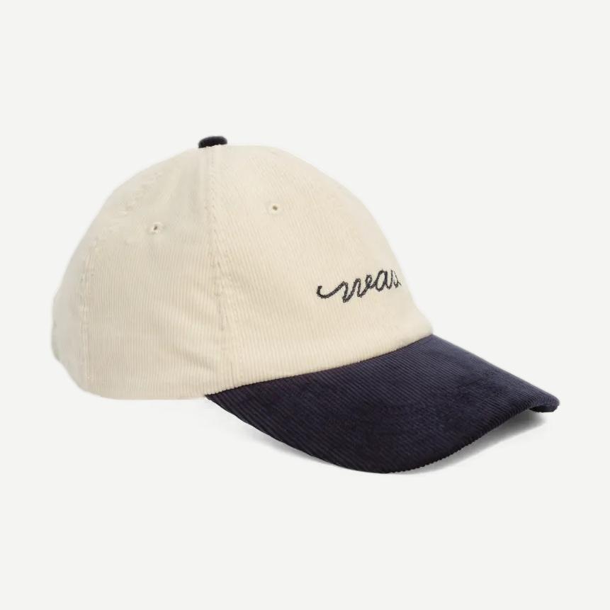 Spencer Corduroy Sports Cap - Ecru/Navy - Galvanic.co