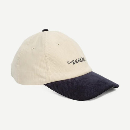 Spencer Corduroy Sports Cap - Ecru/Navy - Galvanic.co
