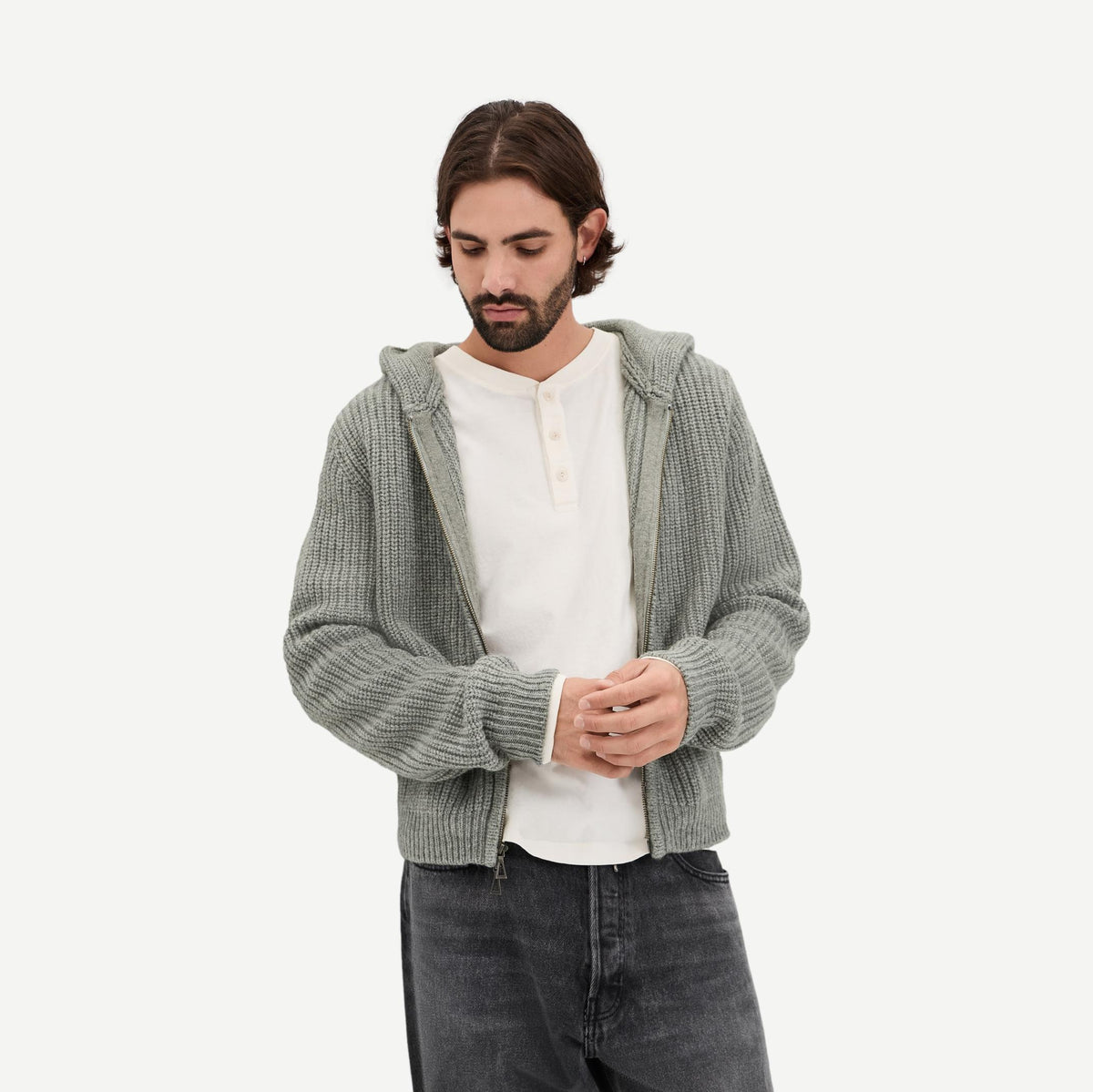 Capri Cashmere Full Zip - Grey
