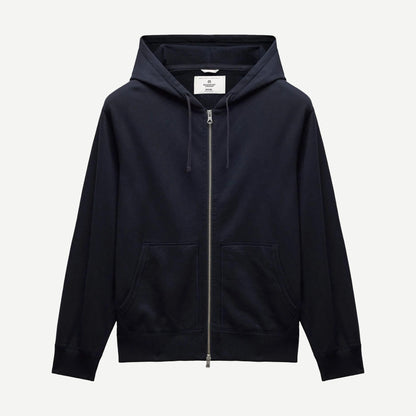 Knit Midweight Terry Standard Zip Hoodie - Navy - Galvanic.co