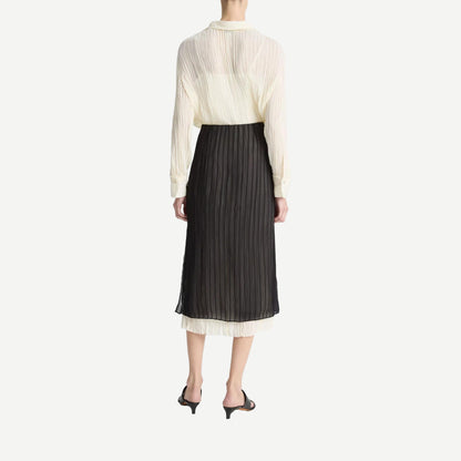 Layered Stripe Pencil Skirt - Black - Galvanic.co