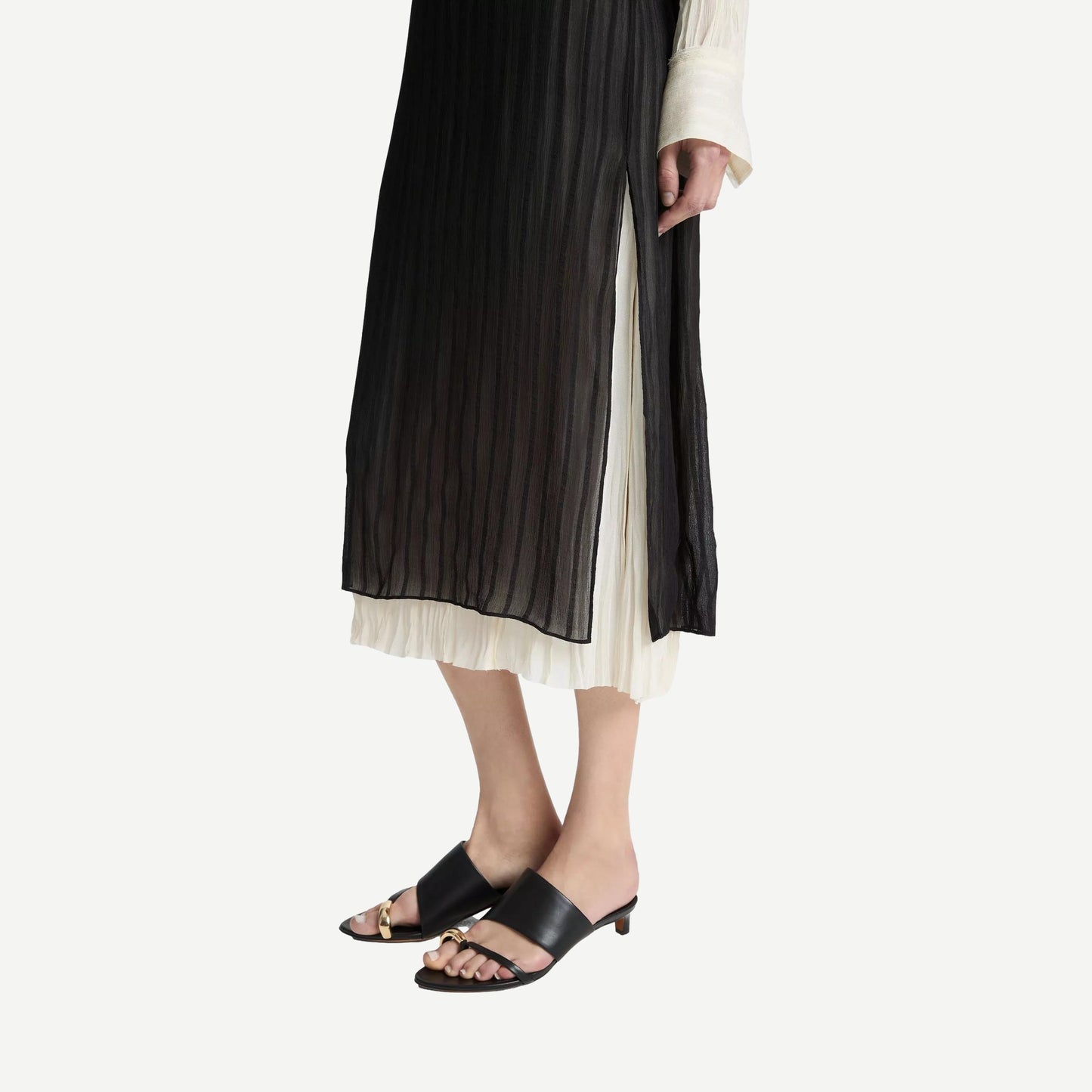 Layered Stripe Pencil Skirt - Black - Galvanic.co