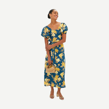 Leiria Midi Dress - Nora Floral Navy - Galvanic.co