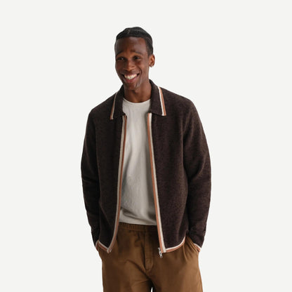 Lennox L/S Zip Polo Wool Fleck - Brown/ Natural