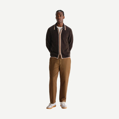 Lennox L/S Zip Polo Wool Fleck - Brown/ Natural