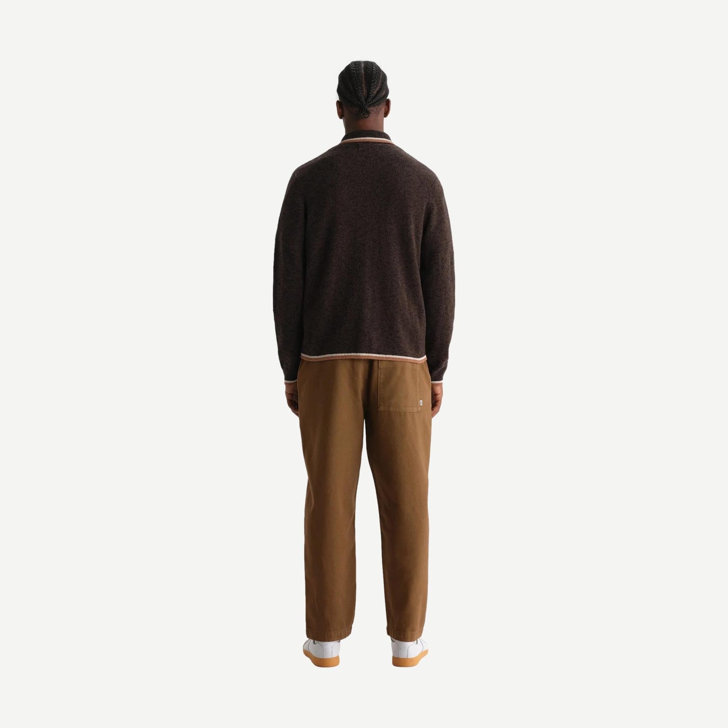 Lennox L/S Zip Polo Wool Fleck - Brown/ Natural
