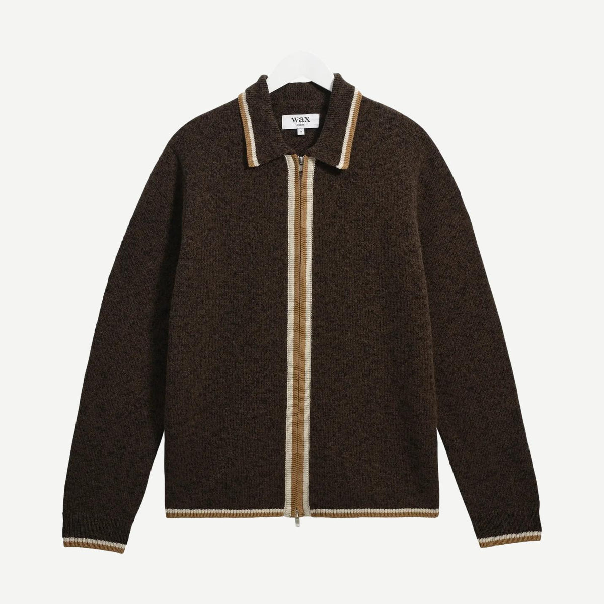 Lennox L/S Zip Polo Wool Fleck - Brown/ Natural