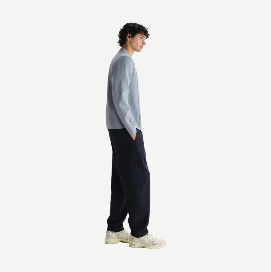 Lennox Zip Polo Milano Ripple Stripe - Grey Blue - Galvanic.co