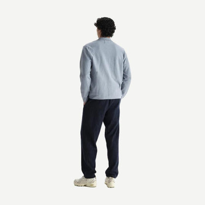 Lennox Zip Polo Milano Ripple Stripe - Grey Blue - Galvanic.co