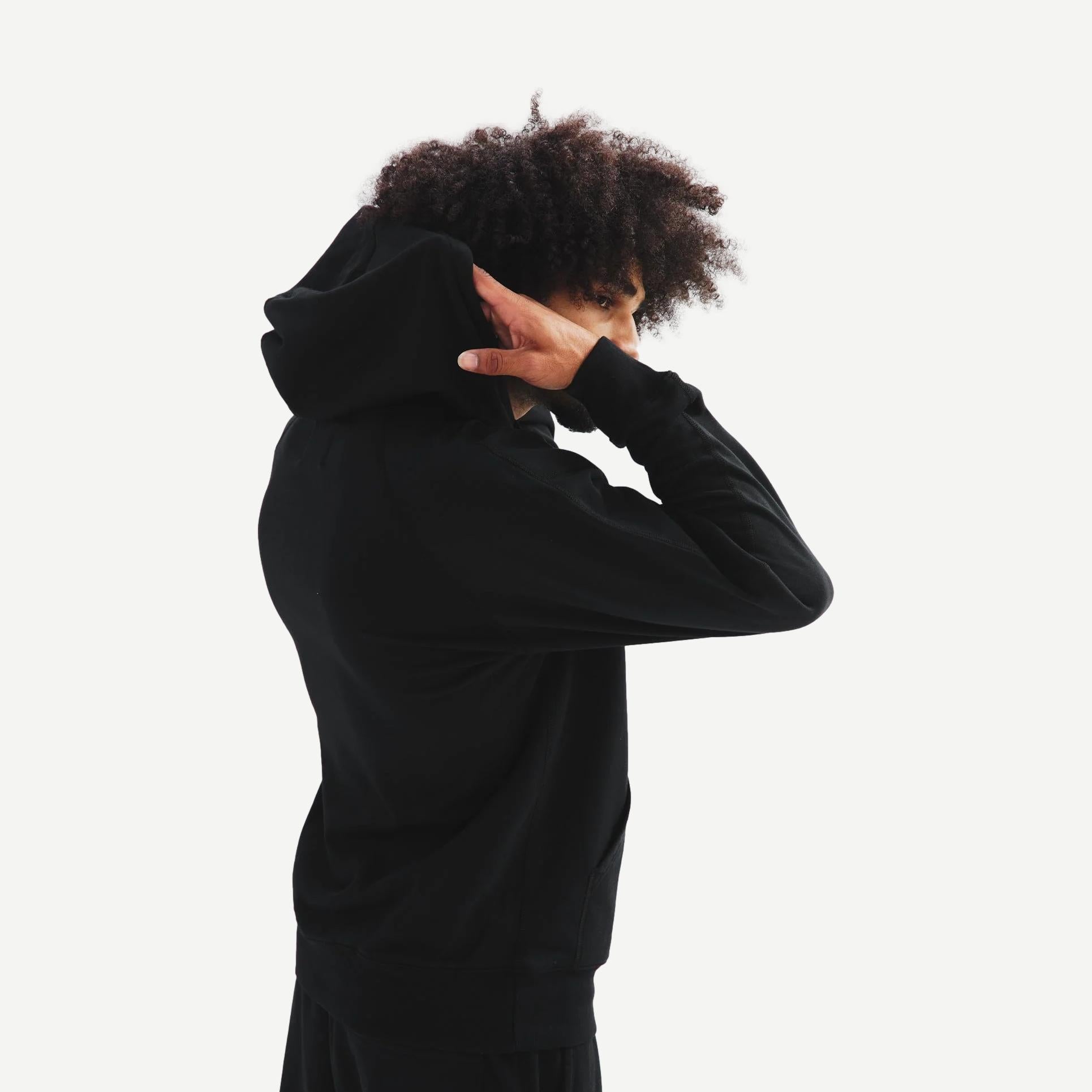 Lightweight Terry Hoodie - Black - Galvanic.co