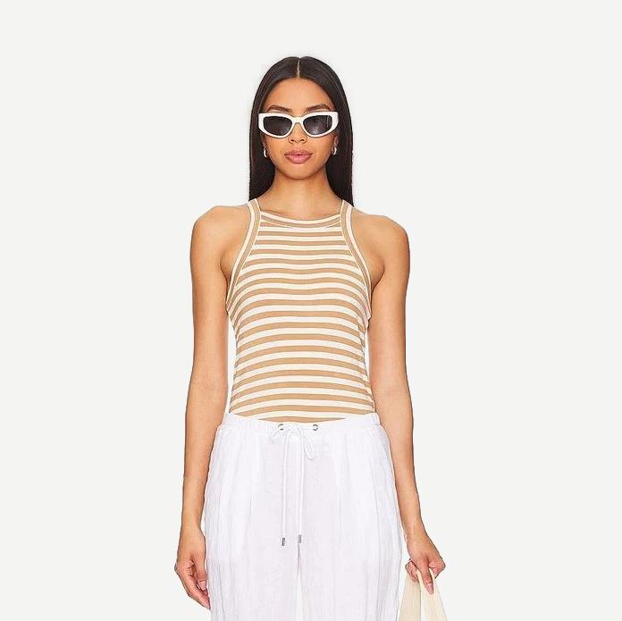 Dylan Striped Tank - Camel Stripe - Galvanic.co