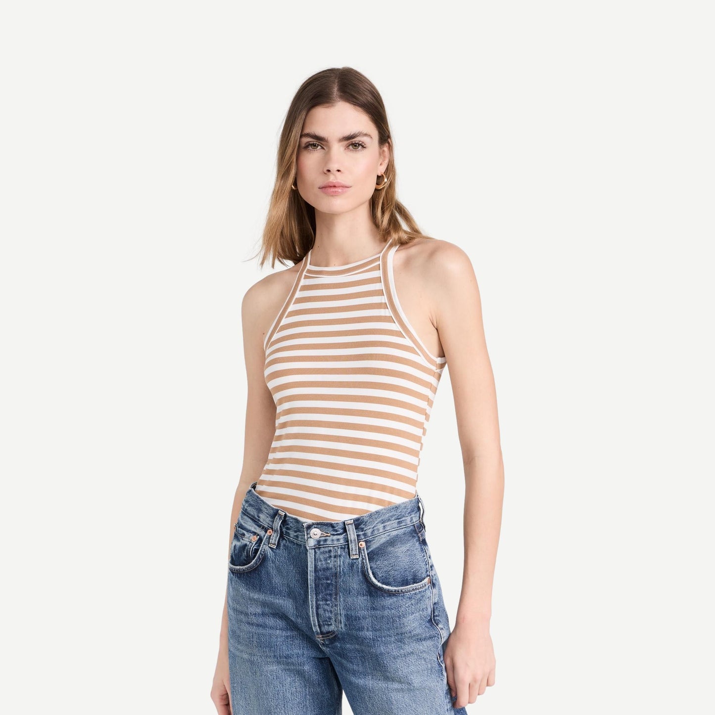 Dylan Striped Tank - Camel Stripe - Galvanic.co