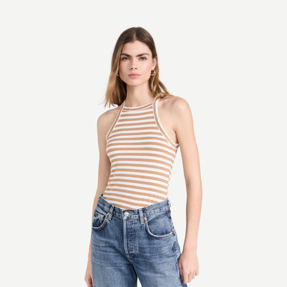 Dylan Striped Tank - Camel Stripe - Galvanic.co