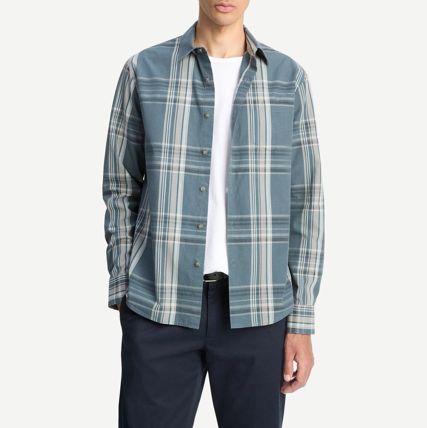 Lorimer Plaid LS French Placket Shirt - Harbor Blue - Galvanic.co