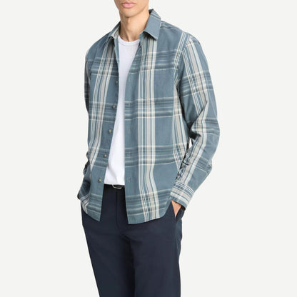 Lorimer Plaid LS French Placket Shirt - Harbor Blue - Galvanic.co
