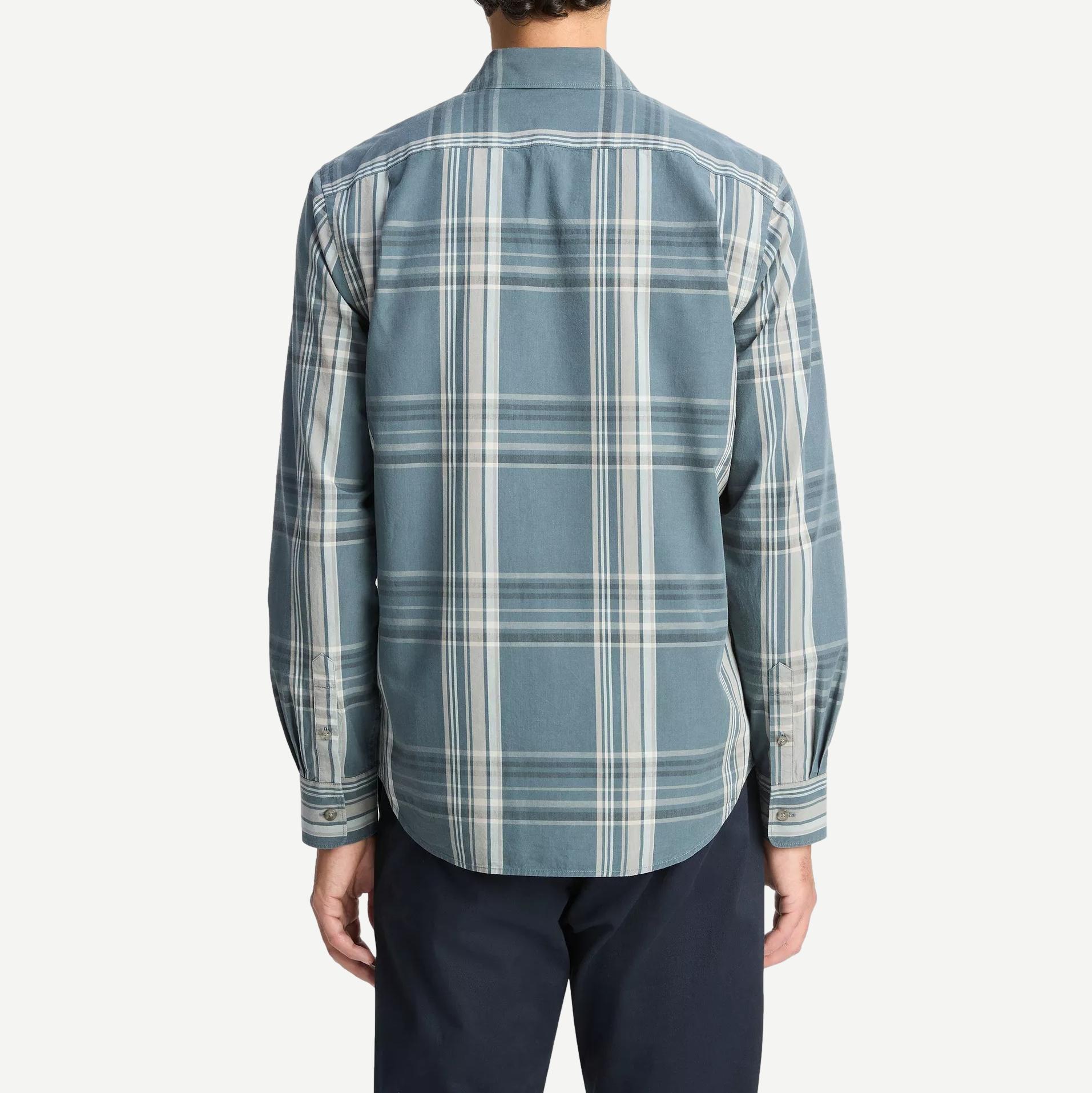 Lorimer Plaid LS French Placket Shirt - Harbor Blue - Galvanic.co
