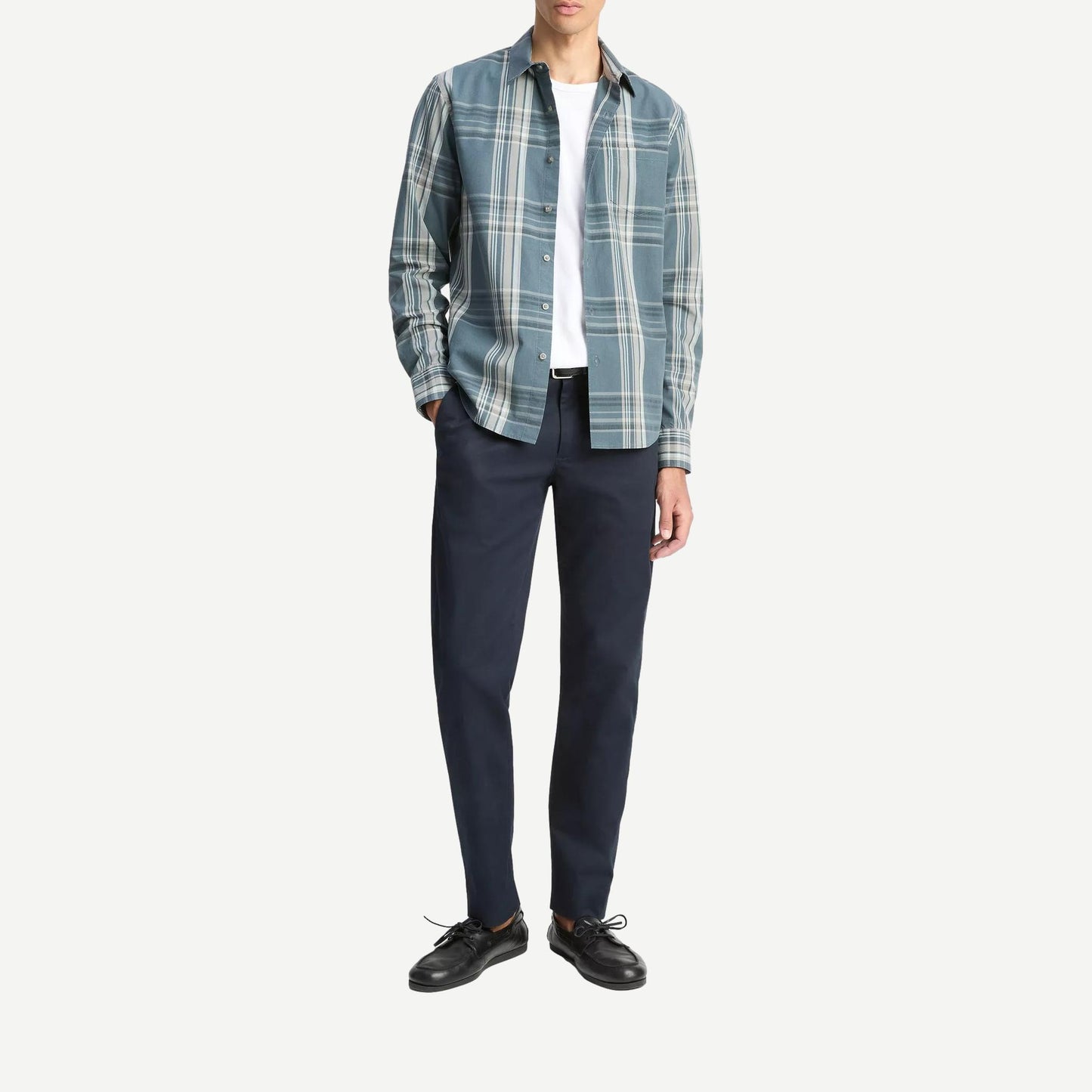 Lorimer Plaid LS French Placket Shirt - Harbor Blue - Galvanic.co