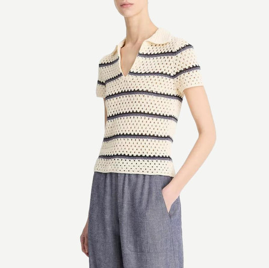 Macrame Stripe Henley - Off White Combo - Galvanic.co