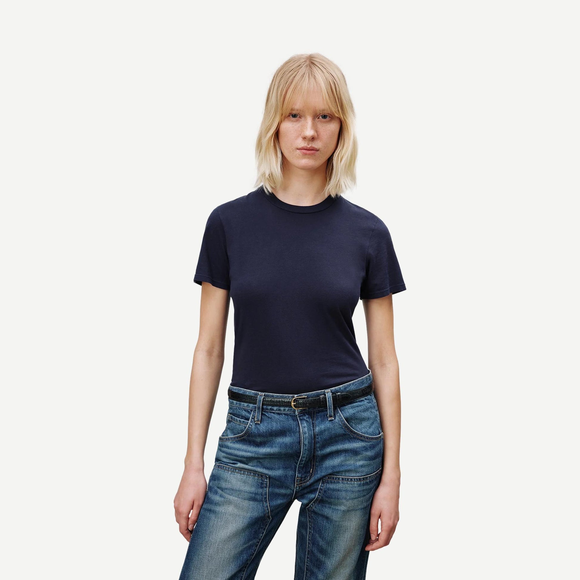 Mariela Crewneck Tee - Dark Navy - Galvanic.co