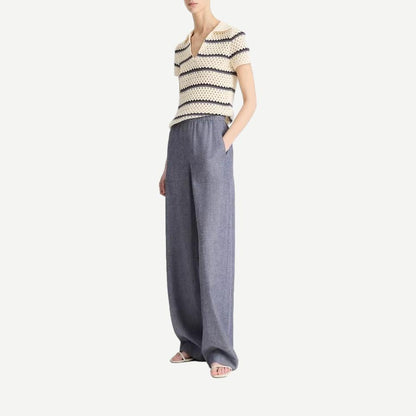 Mid Rise Casual Pull On Pant - Mid Indigo - Galvanic.co