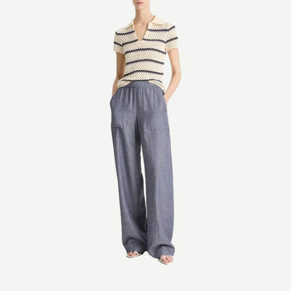 Mid Rise Casual Pull On Pant - Mid Indigo - Galvanic.co