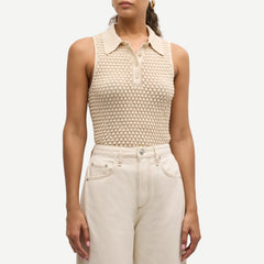 Georgia Sleeveless Polo - Beige - Galvanic.co