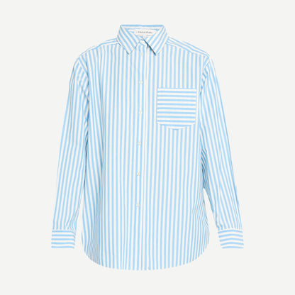 The Avril Button Down - French Blue/Brule Stripe