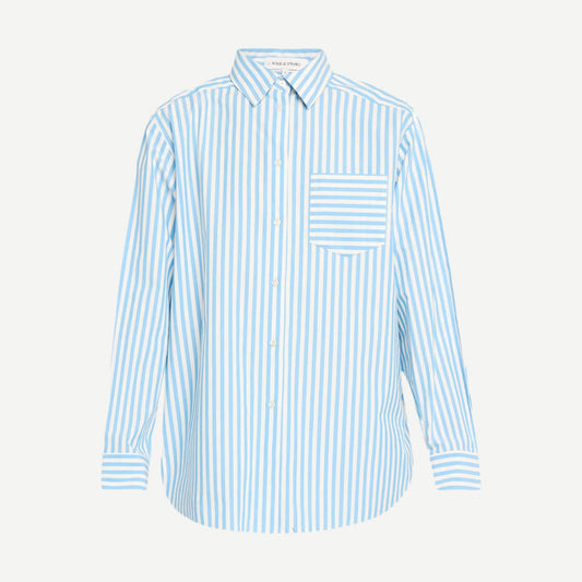 The Avril Button Down - French Blue/Brule Stripe