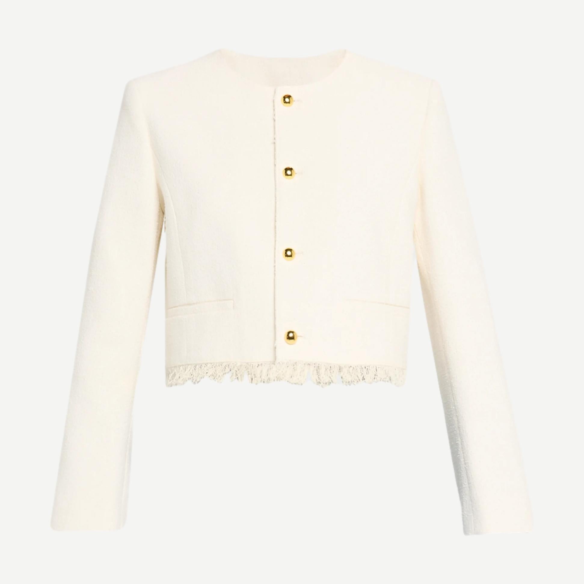 The Tweed Fringe Jacket - White - Galvanic.co