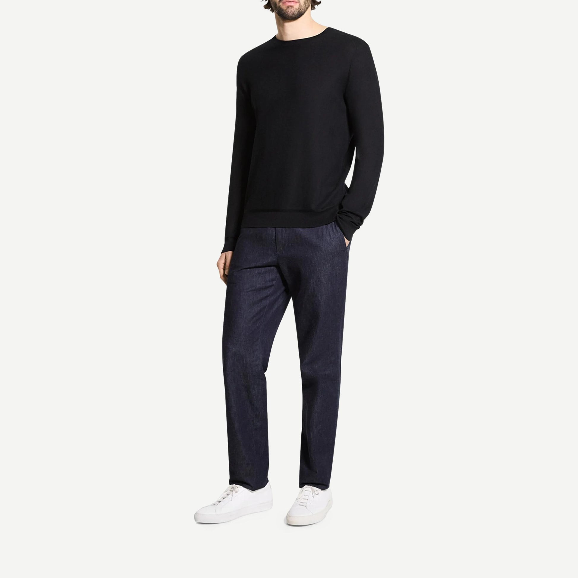 Silk-Cotton Crewneck Sweatshirt - Black - Galvanic.co