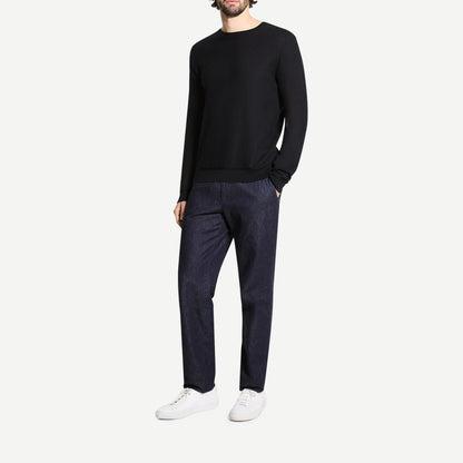 Silk-Cotton Crewneck Sweatshirt - Black - Galvanic.co