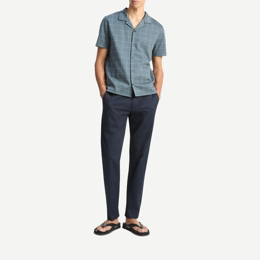 Windowpane S/S Cabana Shirt - Dark Harbor Blue/Off White - Galvanic.co