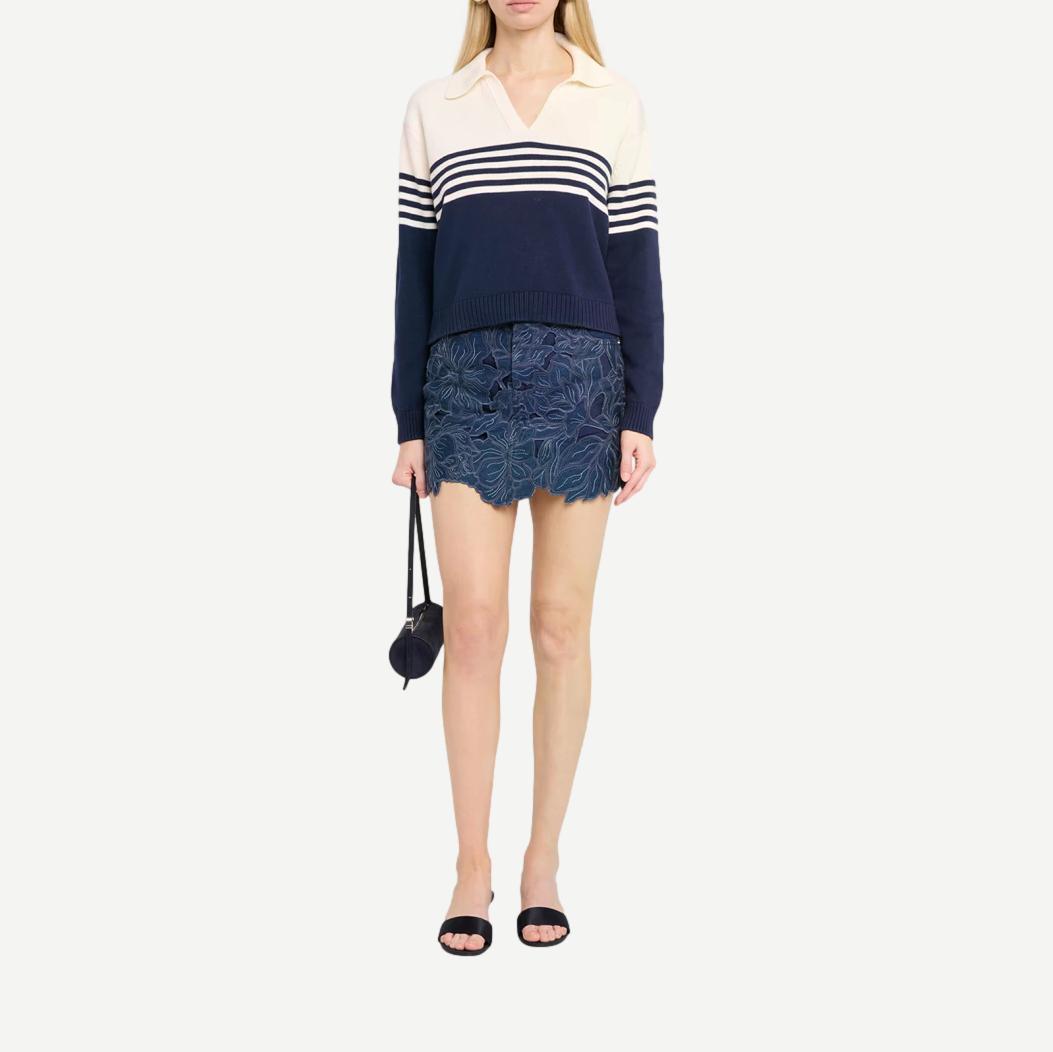 Jules Knit Polo - Midnight Stripe - Galvanic.co