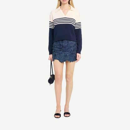 Jules Knit Polo - Midnight Stripe - Galvanic.co