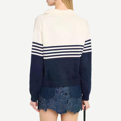 Jules Knit Polo - Midnight Stripe - Galvanic.co
