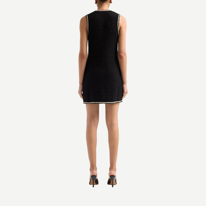 Kerris Button Front Mini Dress - Black Ivory