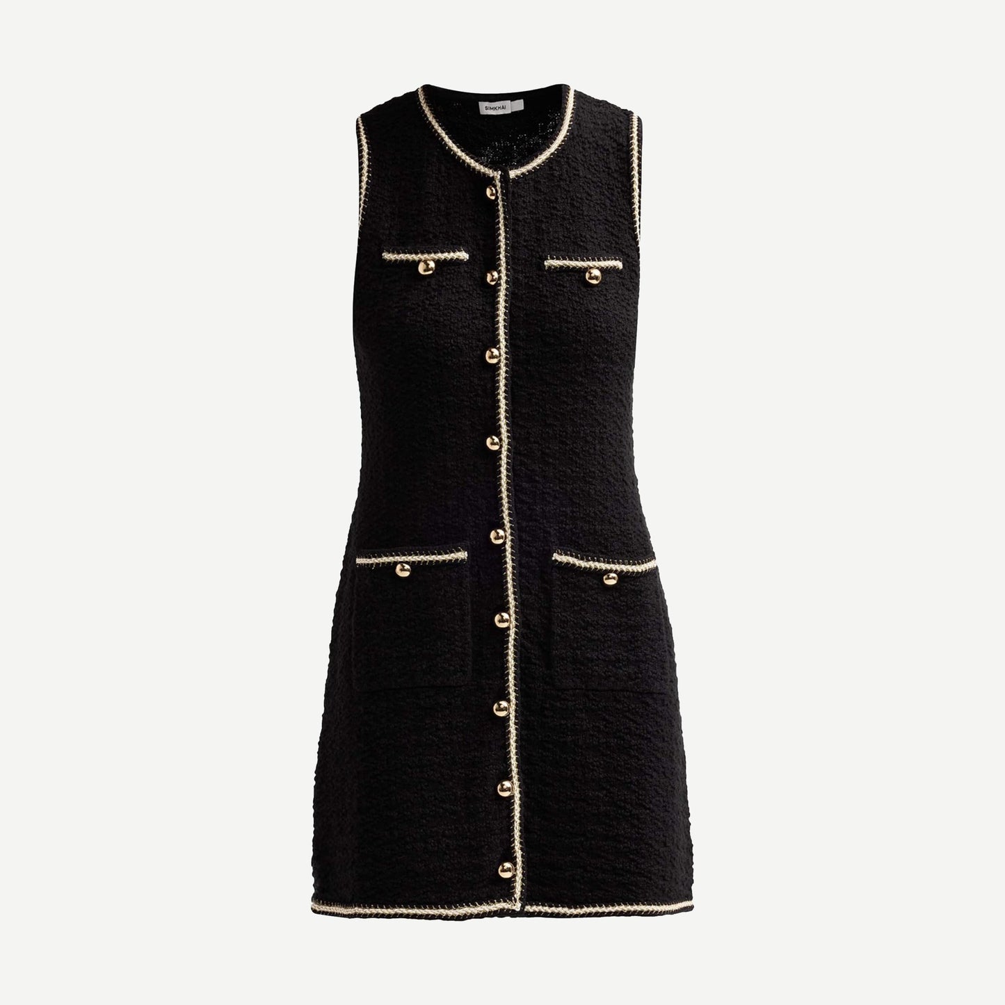 Kerris Button Front Mini Dress - Black Ivory