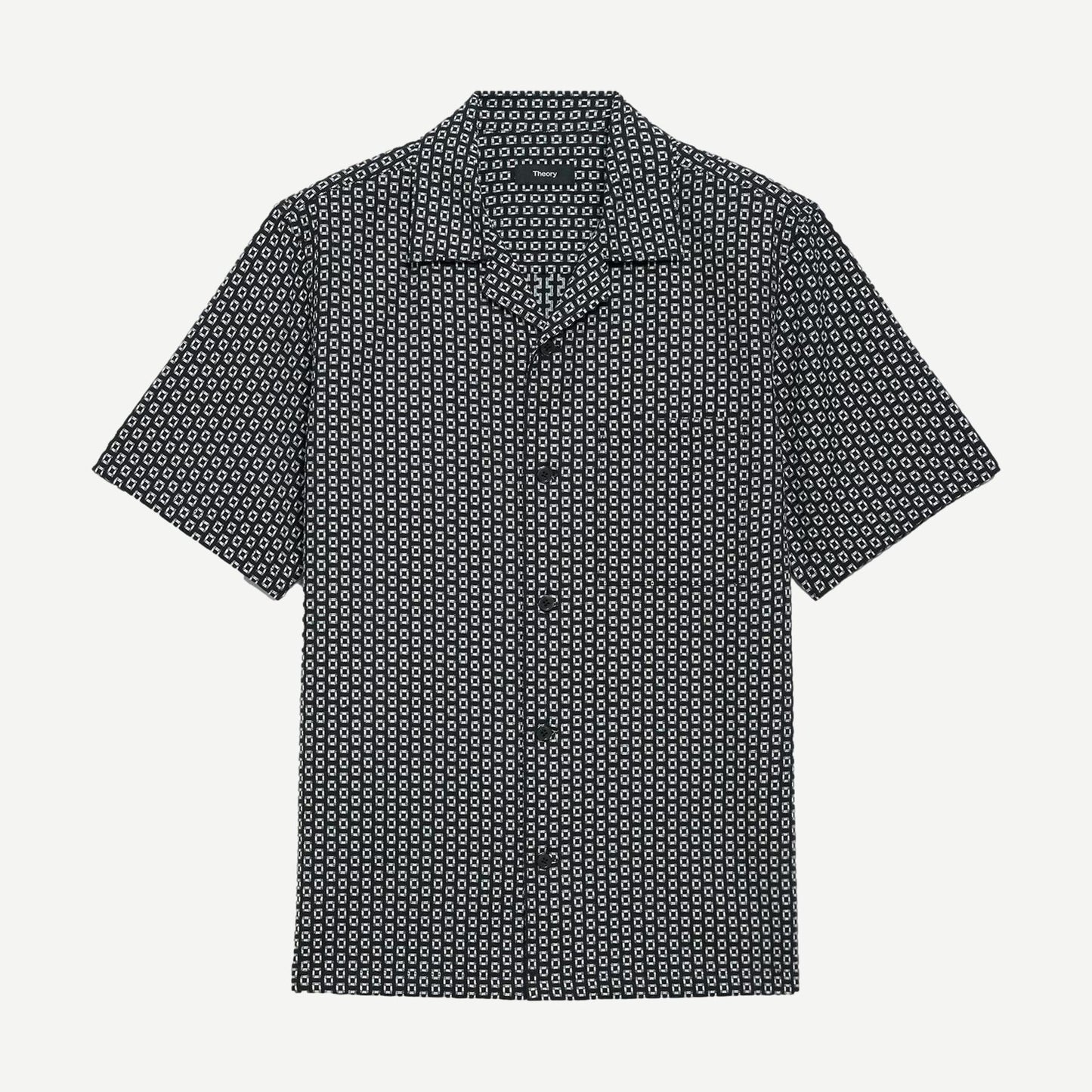 Noll SS Camp Geo Cotton Shirt - Black/White - Galvanic.co