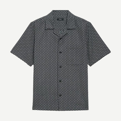Noll SS Camp Geo Cotton Shirt - Black/White - Galvanic.co