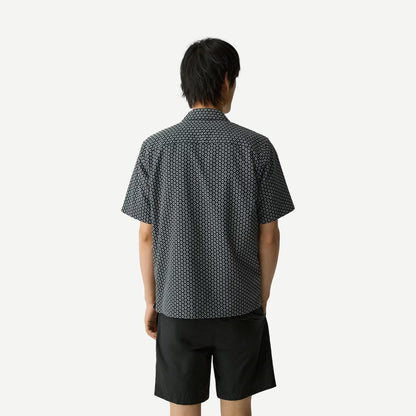 Noll SS Camp Geo Cotton Shirt - Black/White - Galvanic.co