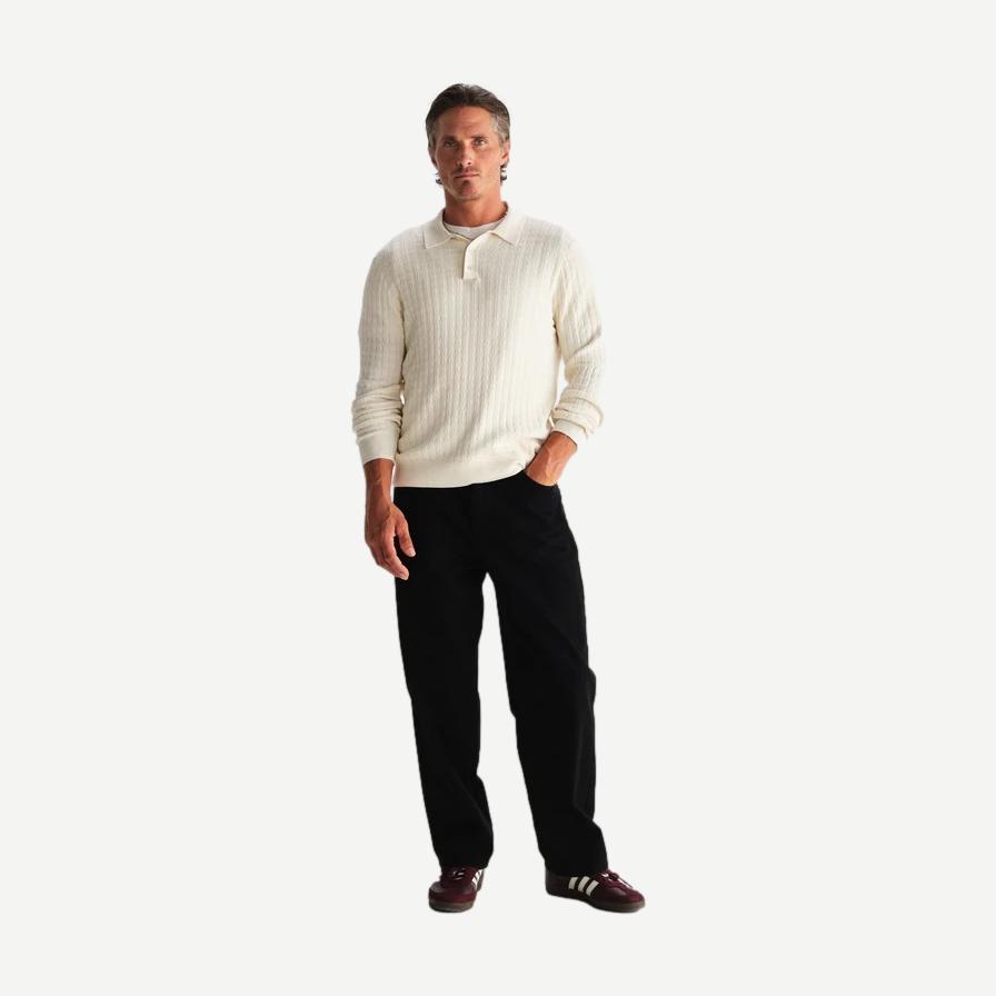 Oban Polo Diamond Stripe - Ecru - Galvanic.co